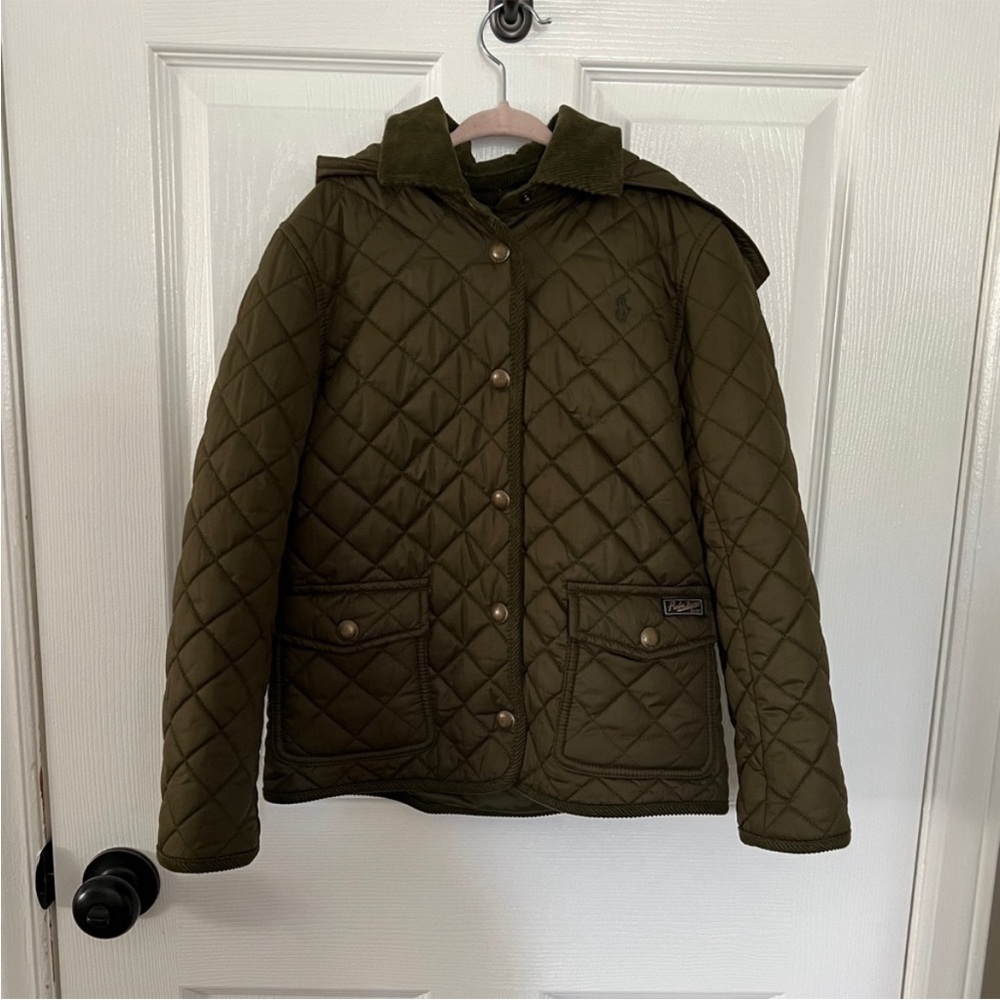 Girls Polo Ralph Lauren olive green barn jacket. Size 7